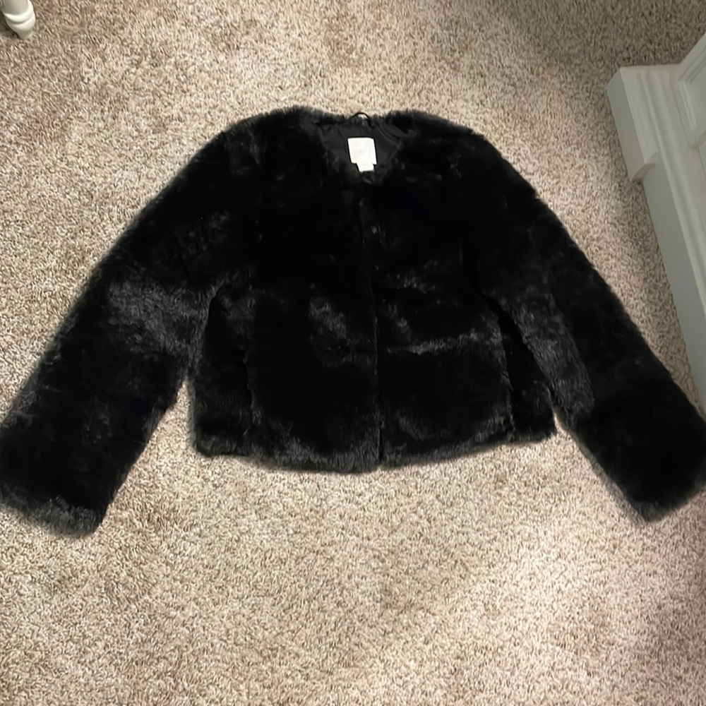 Faux fur cropped jacket H&M size XS